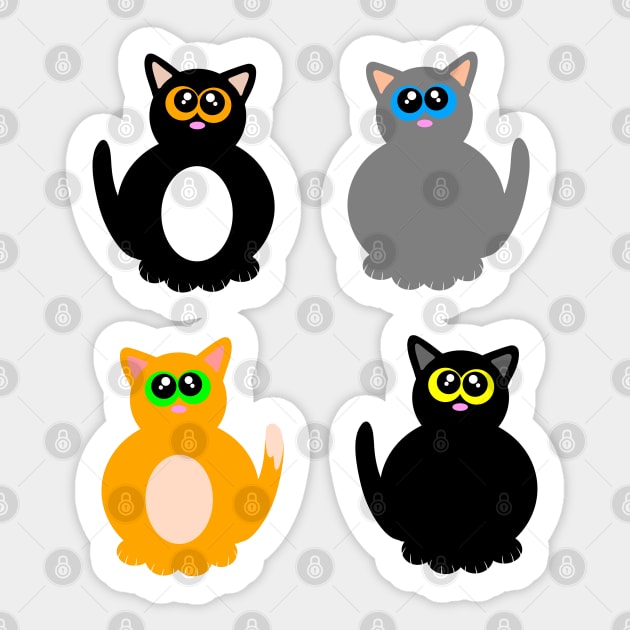 Four cute kitties Sticker by MelanieJeyakkumar